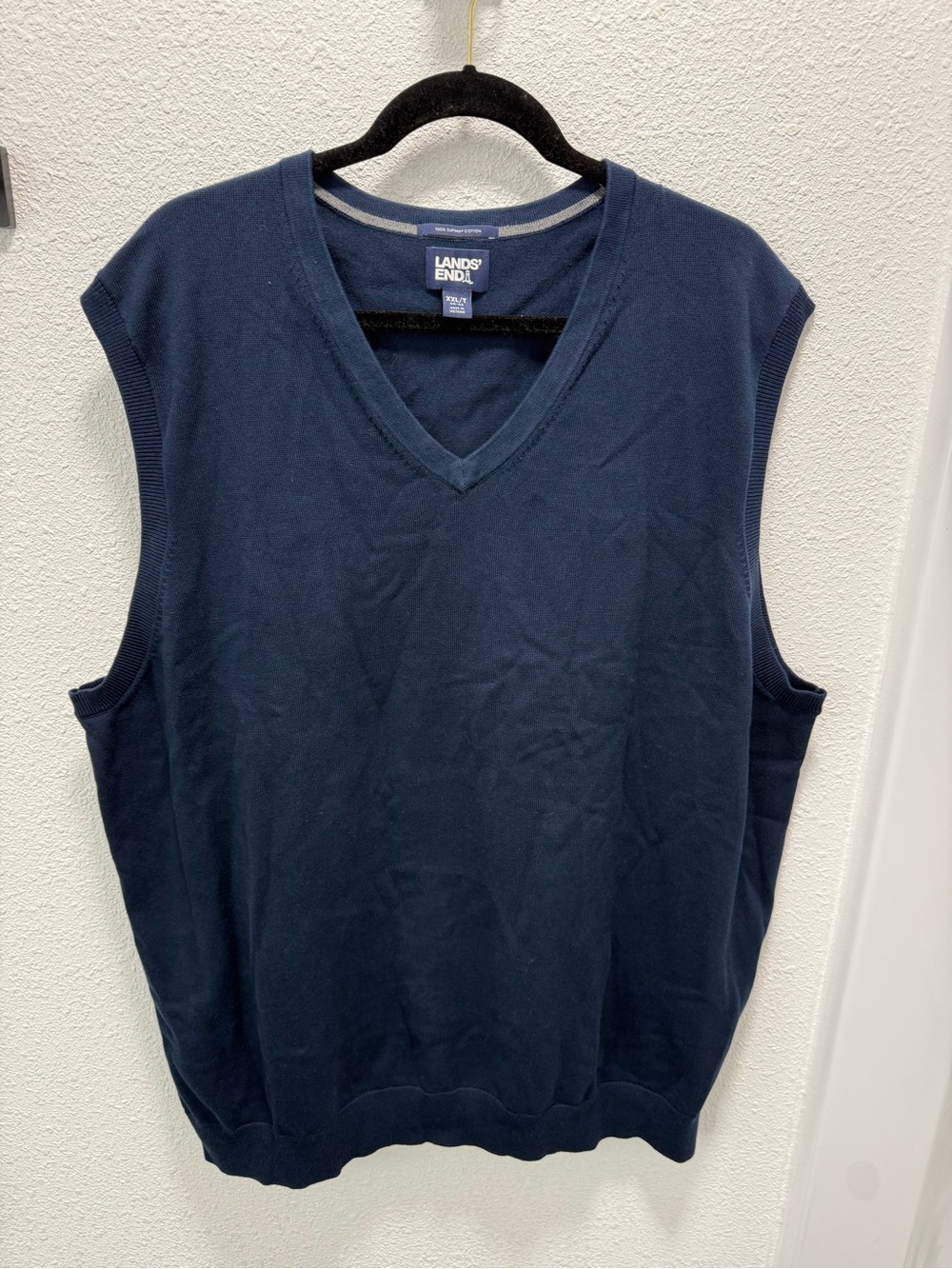 Lands End Radiant Navy Fine Gauge Cotton Vest Sz(XXL/T)